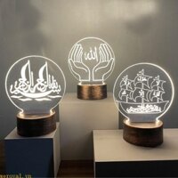 Wer Cho Sáng Tạo 3D Eid Led Đèn Ngủ Nhỏ Acrylic Đèn Bàn Ramadan Trang Trí Tiệc