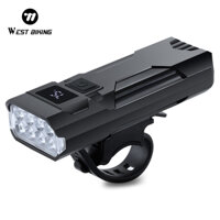 WEST BIKING Chất Lượng Cao 400 Lumens Đèn LED Xe Đạp 8 Hạt LED Hiển Thị Pin Type-C Sạc Chống Nước Đèn Pha Xe Đạp Đèn Trước