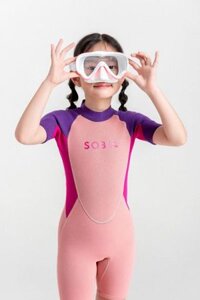 Wetsuit Soft Đồ bơi giữ nhiệt dành cho bé gái màu hồng 1.5mm