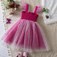 Wfrv Sequins Bé Gái Đầm Bay Tay Màu Quần Áo Tập Đi Trẻ Em Sinh Nhật Vestidos Mùa Hè Mới Đi Biển Đầm Cho Bé Gái