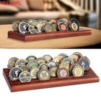 Wglawl Challenge Coin Display, Đế trưng bày đồng xu bằng gỗ hình chữ nhật, Giá lưu trữ tiền xu 13 x 5 trong 6 hàng Giá đỡ tiền xu sưu tập