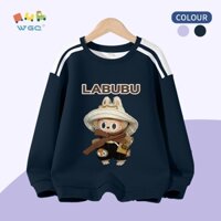 W.G.Q  Áo Sweater Thể Thao Bé Trai , Áo nỉ khóa màu lớp không khí, Đơn giản thoải mái với in labubu