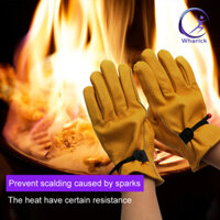 Wharick 1 Đôi Găng Tay Cách Nhiệt Mềm Mại Hấp Thụ Mồ Hôi Có Thể Điều Chỉnh Làm Việc Da Bò Da Chịu Nhiệt Găng Tay BBQ Cho Ngoài Trời