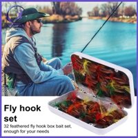 Wharick 32 Cái / hộp Mồi Câu Cá Bay Với Kim Loại Móc Sắc Nét Lông Đầy Màu Sắc Cá Hồi Bass Câu Cá Nhân Tạo Khô Ruồi Mồi Phụ Kiện Câu Cá Ngoài Trời