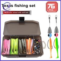Wharick 76 Cái / bộ Bộ Giàn Câu Cá Có Mồi Mềm Móc Sắc Nét 3D Mắt Chìm Xoay Nước Ngọt Nước Biển Đa Năng Nhân Tạo Nhiều Màu Sắc Hình Chữ T Mái Chèo Đuôi Mồi Phụ Kiện Câu Cá