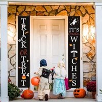 Whi Biểu ngữ Halloween Phù thủy Dấu hiệu Lễ hội Trang trí nền tiệc Hiện tại