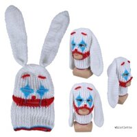 Whi Thỏ Tai Chú Hề Balaclava Mũ Đan Beanie Mũ Người Lớn Unisex Lễ Hội Mũ Đội Đầu