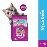 WHISKAS® Thức ăn cho mèo con dạng hạt vị cá biển với sữa 1.1kg (1 túi)