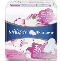 Whisper Băng Vệ Sinh Whisper Skinlove Regular Flow Ultra Slim Wings Yêu Làn Da Siêu Mỏng Ngày 24cm 18 Miếng