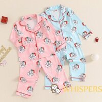 Whispers-baby Girls 2 Bộ Đồ Ngủ Giáng Sinh Dài Tay Ve Áo Ông Già Noel In Áo Quần Đồ Ngủ
