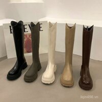 White Chelsea Boots Long Biker Boots2023New Martin Boots Autumn and Winter Women's Shoes Long and Mid-Calf Length Long Boots ALLJ