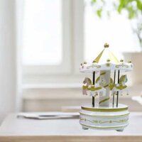 White gold carousel music box