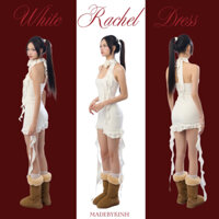 WHITE RACHEL DRESS | Đầm may theo số đo hai lớp kèm dây hoa cổ