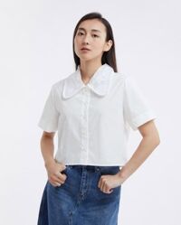Whitney Lace Collar Shirt - Ivory White