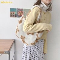 Whol Lamb Like Sang Trọng Túi Vải Lông Thú Giả Túi Tote Mềm Mại Ấm Đeo Vai Ví