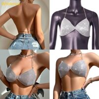 Whol Nữ Dây Crop Top Lấp Lánh Áo Vest Mùa Hè Nữ Không Tay Áo Y2K