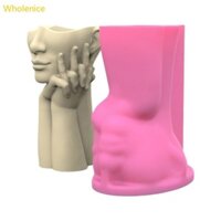 Whol Trừu Tượng Mặt Chậu Hoa Khuôn Nhựa Dính Bút Giá Đỡ Xi Măng