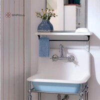 Whphous  1: 6 Nhà búp bê Bồn rửa nhà bếp thu nhỏ Chậu rửa chậu rửa Vòi nước phòng tắm Gương rửa chậu Mô hình chậu rửa Đồ nội thất DIY Trang trí đồ chơi đẹp