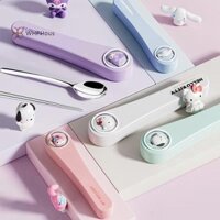 Whphous  Bộ đồ ăn bằng thép không gỉ Sanrio Hello Kitty Cinnamoroll My Melody Kuromi Muỗng Đũa cầm tay Đồ dùng nhà bếp Quà tặng sinh nhật Đẹp