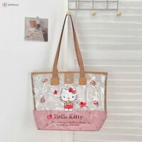 [Whphous] Túi đeo vai trong suốt Sanrio Hello Kitty Melody Cinnamoroll Túi xách dung tích lớn Túi thạch Túi đi biển Túi vệ sinh [WHPHous]