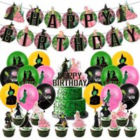 Wicked Birthday Decorations Kids Witch Happy Banner Balloon Cake Cupcake Toppers