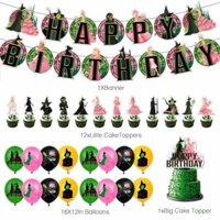 Wicked Birthday Decorations Kids Witch Happy Banner Balloon Cake Cupcake Toppers