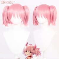 Widefiling Madoka Kaname Cosplay Tóc Giả Chất Lượng Cao Màu Hồng Ngắn Kẹp Đuôi Ngựa Tóc Tiệc Anime Puella Magi Madoka Magica Cosplay Tóc Giả Đẹp