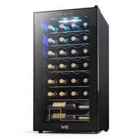 WIE 28 Bottle Wine Cooler Refrigerator Compressor White Red Wine Fridge Champagne Chiller Countertop Freestanding Wine Cellars w/Digital Control UV...