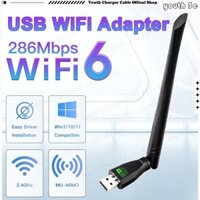 Wifi 6 Trình Điều Khiển Miễn Phí Thẻ Mạng Không Dây USB2.0 Adapter Dongle 2.4GHz 802.11AX Ăng Ten Tín Hiệu Thu Phát Cho Laptop Windows 10 11
