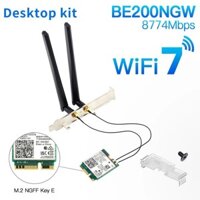 Wifi 7 cho thẻ Intel BE200 M.2 Bluetooth 5.4 BE200NGW 2.4 / 5 / 6GHz Bộ chuyển đổi không dây Card mạng có ăng-ten tốt hơn AX210