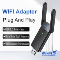 Wifi FIY 1300Mbps USB 3.0 WiFi Dongle Adapter Dây đeo thẻ mạng AC không dây 5.8G / 2.4G LAN