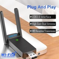 Wifi FIY 1300Mbps USB 3.0 WiFi Dongle Adapter Dây đeo thẻ mạng AC không dây 5.8G / 2.4G LAN