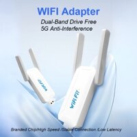 Wifi FIY 1300Mbps USB WiFi Dongle Adapter Card mạng AC không dây Băng tần kép 5.8G / 2.4G LAN USB 3.0