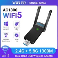 Wifi FIY 1300Mbps Wifi Netword Card USB3.0 Bộ chuyển đổi Wifi 5Ghz 2.4Ghz Phí điều khiển băng tần kép Bộ thu Wifi Dongle cho Windows Laptop Máy tính để bàn