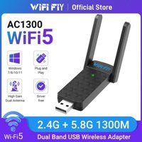 Wifi FIY 1300Mbps Wifi Netword Card USB3.0 Bộ chuyển đổi Wifi 5Ghz 2.4Ghz Phí điều khiển băng tần kép Bộ thu Wifi Dongle cho Windows Laptop Máy tính để bàn