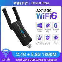 Wifi FIY 1800Mbps Wifi Bluetooth 5.3 Thẻ Netword USB3.0 Bộ chuyển đổi Wifi 5Ghz 2.4Ghz Phí điều khiển băng tần kép Bộ thu Wifi Dongle cho Windows Laptop Máy tính để bàn