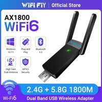 Wifi FIY 1800Mbps Wifi Bluetooth 5.3 Thẻ Netword USB3.0 Bộ chuyển đổi Wifi 5Ghz 2.4Ghz Phí điều khiển băng tần kép Bộ thu Wifi Dongle cho Windows Laptop Máy tính để bàn