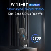 Wifi FIY 1800Mbps Wifi Bluetooth 5.3 Card mạng không dây USB3.0 Bộ chuyển đổi Wifi Bộ thu Wifi Dongle cho máy tính xách tay & máy tính để bàn