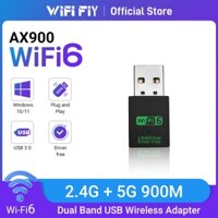 Wifi FIY 900 Mbps Bộ chuyển đổi WiFi Dongle Băng tần kép 2.4G & 5GHz USB3.0 WiFi 6 Mạng Bộ thu Wlan không dây DRIVER MIỄN PHÍ
