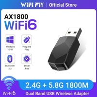 Wifi FIY AX1800 Bộ chuyển đổi Wifi Bluetooth 5.3 Thẻ Netword USB 3.0 Băng tần kép 5Ghz & 2.4Ghz Phí điều khiển Bộ thu Wifi Dongle cho Windows Laptop Máy tính để bàn