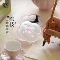 Wild Flower Hunt [Peach Branch] Glass Ink Cartridge ,Clay Printing ,Saucer ,Incense Box ,Multi-purpose Four Treasures Gi