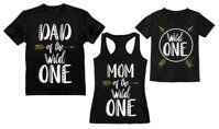Wild One Kid Dad Shirts Mom Tank Top Matching Family Birthday Shirts Outfits Set