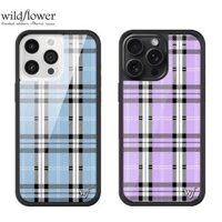 Wildflower Hồng Xanh Kẻ Sọc wf Ốp lưng iPhone 15 14 Plus 12 13 Pro Max Acrylic Cứng Vỏ Chống Sốc Ốp Lưng