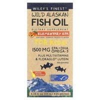 Wiley’s Finest Wild Alaskan Fish Oil For Kids Elementary EPA Natural Mango Peach 1.500 mg 4.23 fl oz (125 ml)