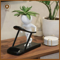 Wilitto Mini Chậu Hoa Nhựa Thực Vật Nồi Thể Dục Người Quả Tạ Chậu Cây mọng Nước Trang Trí Máy Tính Để Bàn Quà Tặng Sinh Nhật Cho Nam Nhựa Hoa Hình Tượng