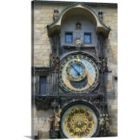 Window Opens on Astronomical Clock, Prague, Czech Republic Canvas Wall Art Print, 24"x36"x1.25"