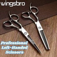 wingsbro Kéo cắt tóc tay trái chuyên nghiệp 6,7 inch, Kéo làm tóc phẳng và mỏng Salon Kéo cắt tóc Dụng cụ kéo cắt tóc
