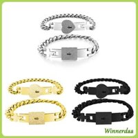 Winn 2 Miếng Bộ Vòng Tay Phù Hợp Cho Cặp Đôi Người Yêu Khóa Trái Tim Cho Vòng Tay Chìa Khóa Khóa Thép Không Gỉ Cho Móc Khóa