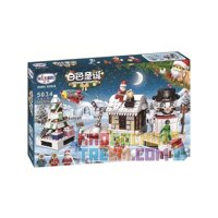 Winner 5034 non Lego GIÁNG SINH CỦA BÉ VÀ NHỮNG NGƯỜI BẠN bộ đồ chơi xếp lắp ráp ghép mô hình Seasonal WHITE CHRISTMAS GIFT BOX SANTA CLAUS Mùa Lễ Hội 511 khối