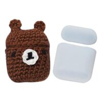 Winter knit Cute cartoon Silicone Earphone Case For  cover - brown